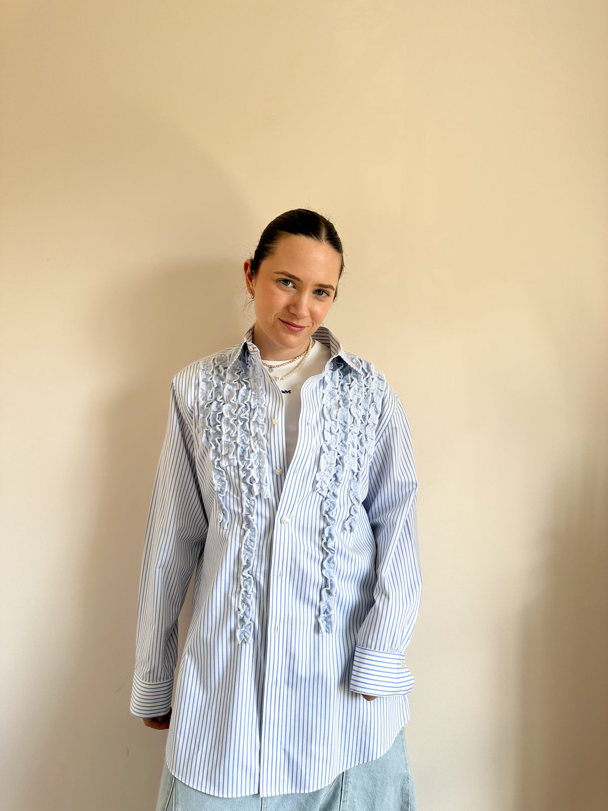 Tabetha Shirt - Small (Blue Stripe )