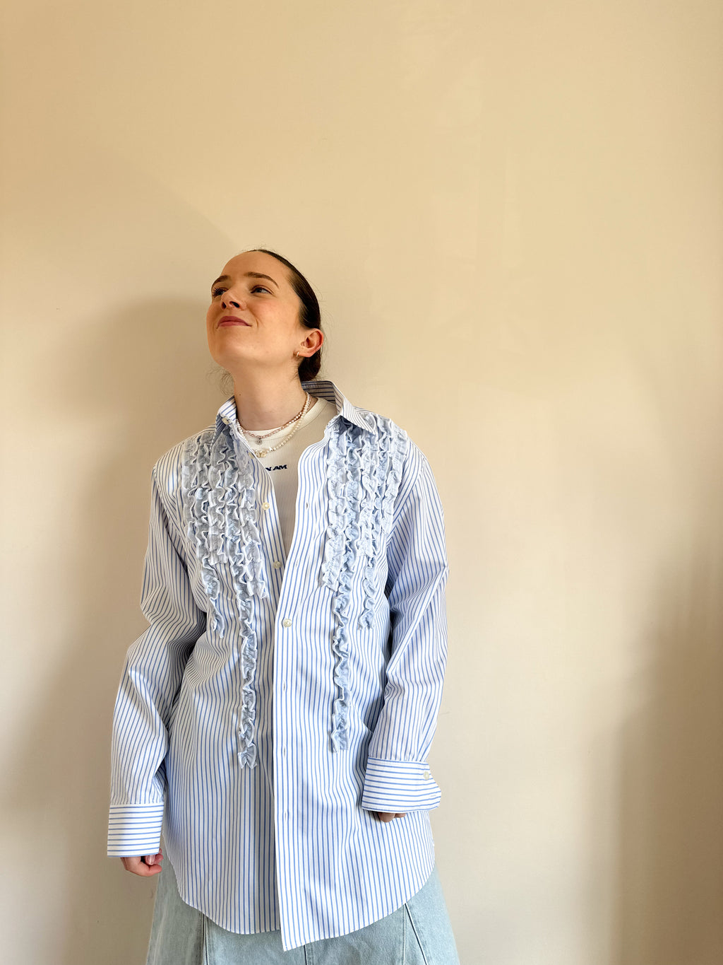 Tabetha Shirt - Small (Blue Stripe )