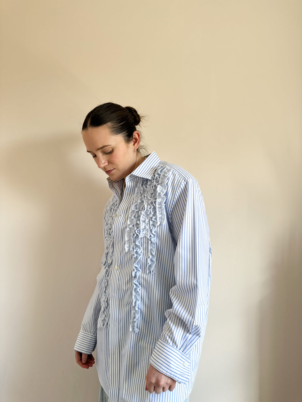 Tabetha Shirt - Small (Blue Stripe )