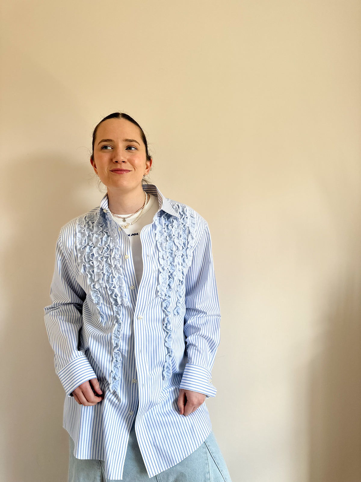Tabetha Shirt - Small (Blue Stripe )