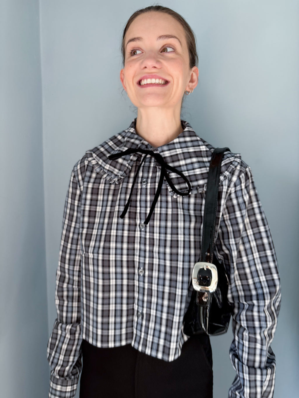 Lily Shirt - Blue and Black Check.