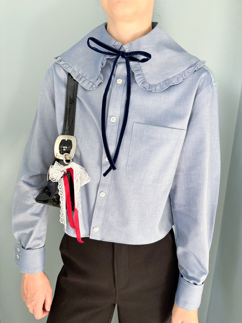 Lily Shirt - Blue with Navy