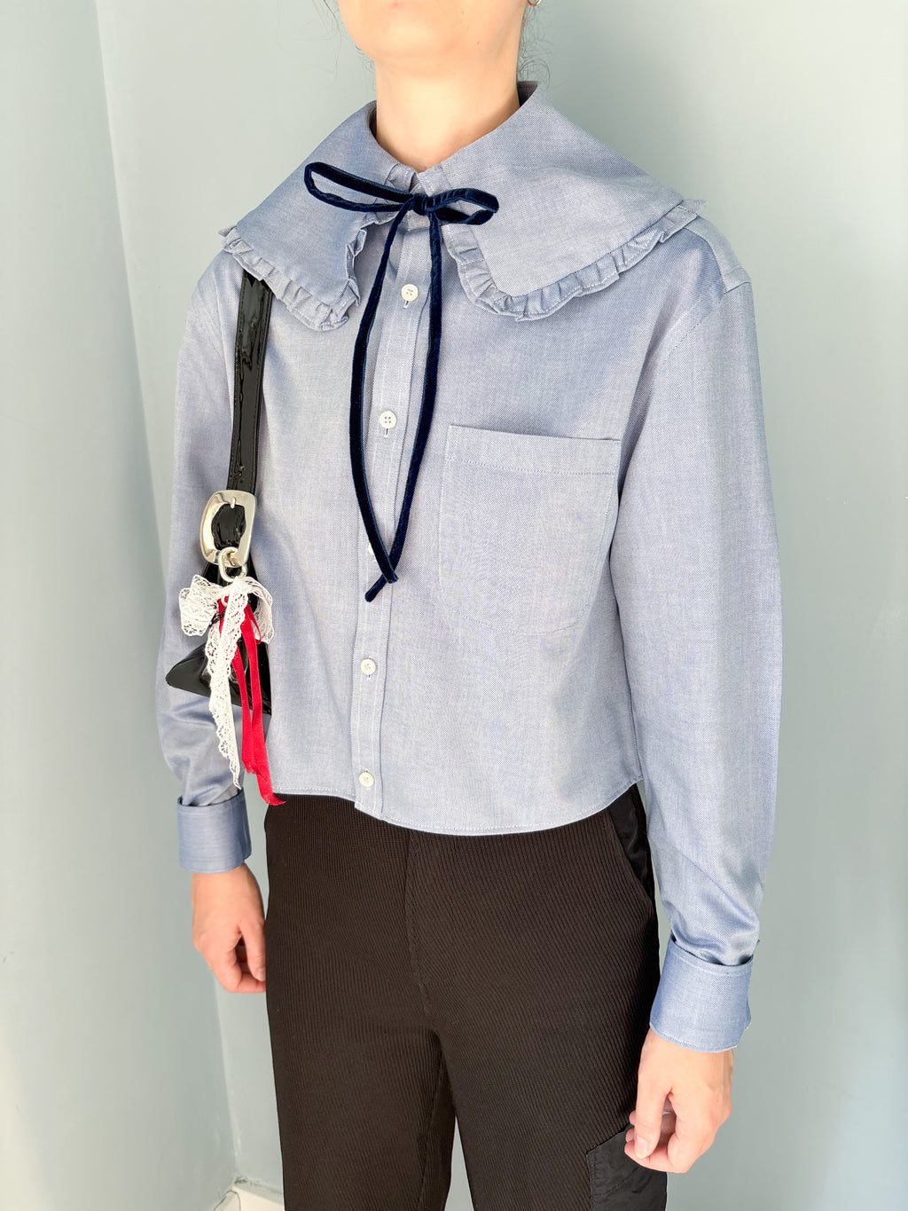 Lily Shirt - Blue with Navy