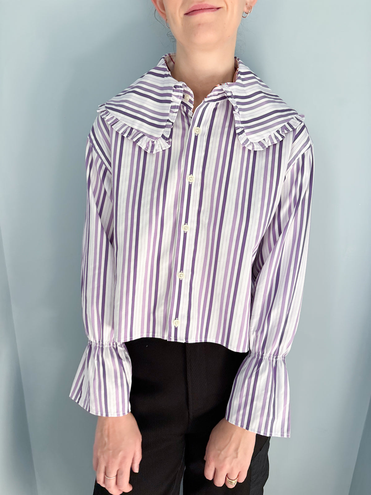 Lily Shirt - Purple Striped Shirt