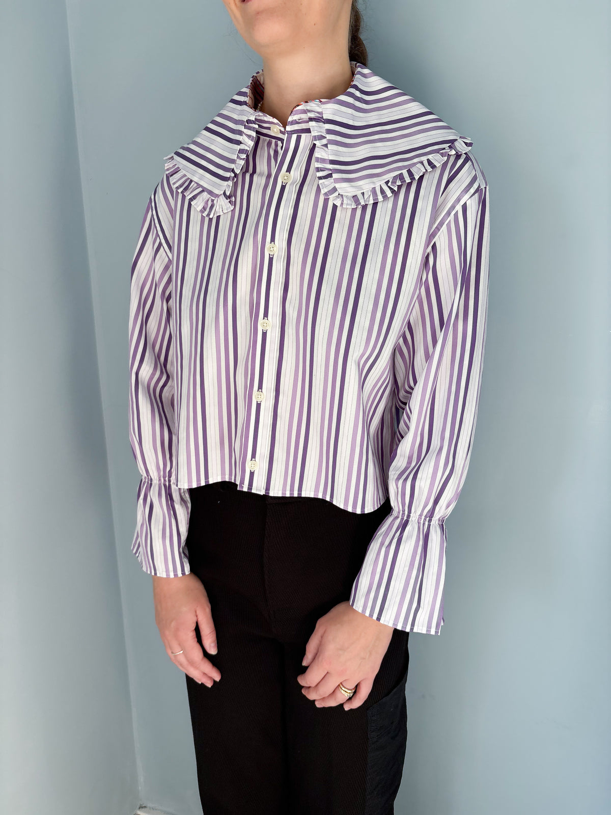 Lily Shirt - Purple Striped Shirt