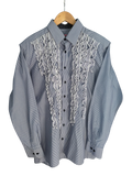 Tabetha Shirt - Medium (Blue stripe, navy buttons)