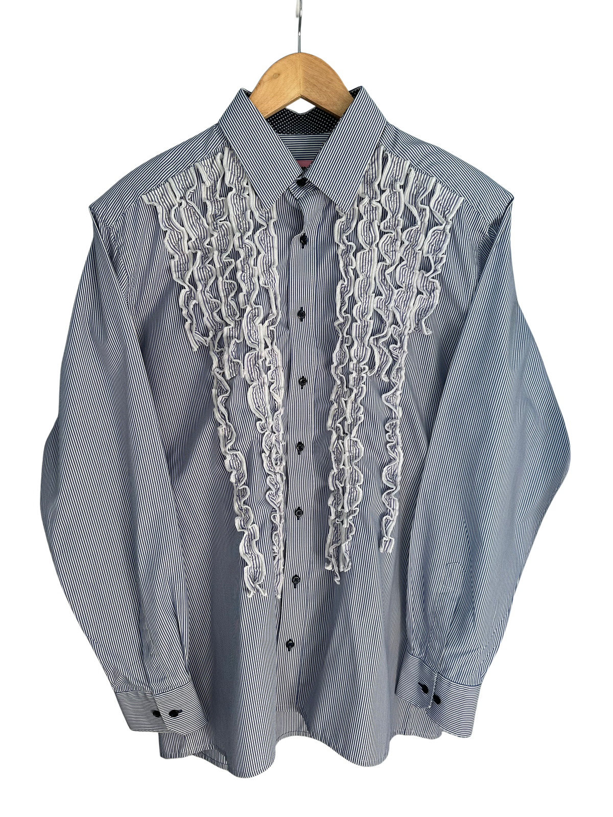 Tabetha Shirt - Medium (Blue stripe, navy buttons)